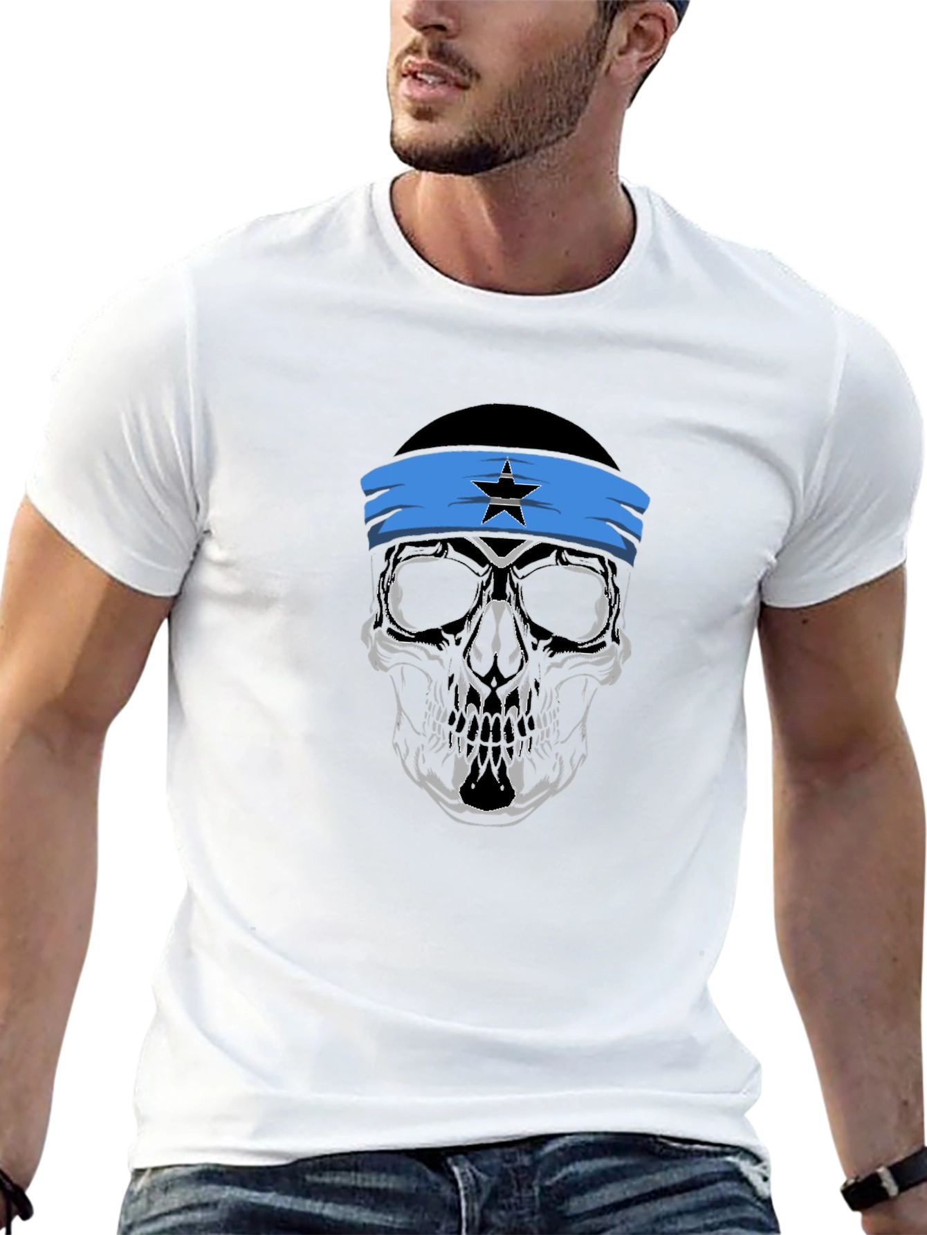Skull Headband Graphic T-Shirt