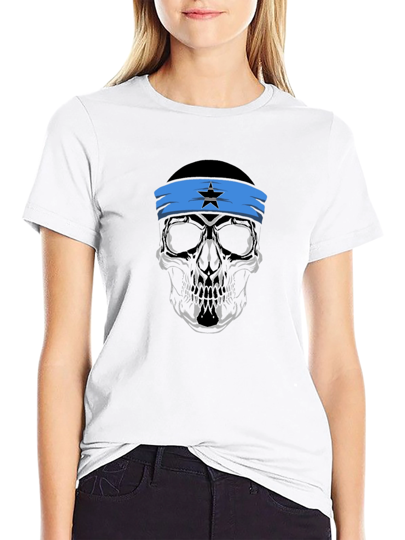 Skull Headband Graphic T-Shirt