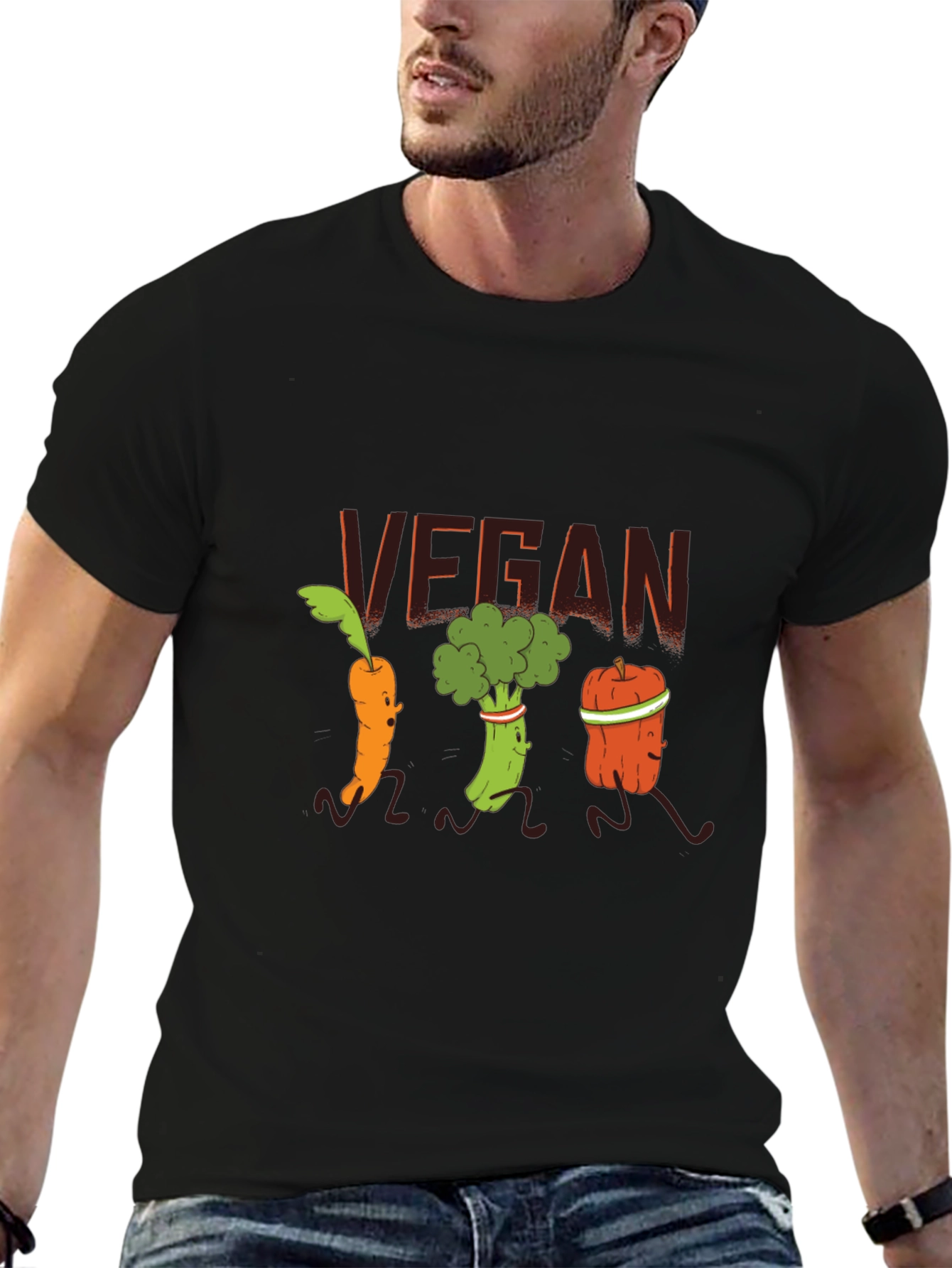 Vegan Running Vegetables Black T-Shirt
