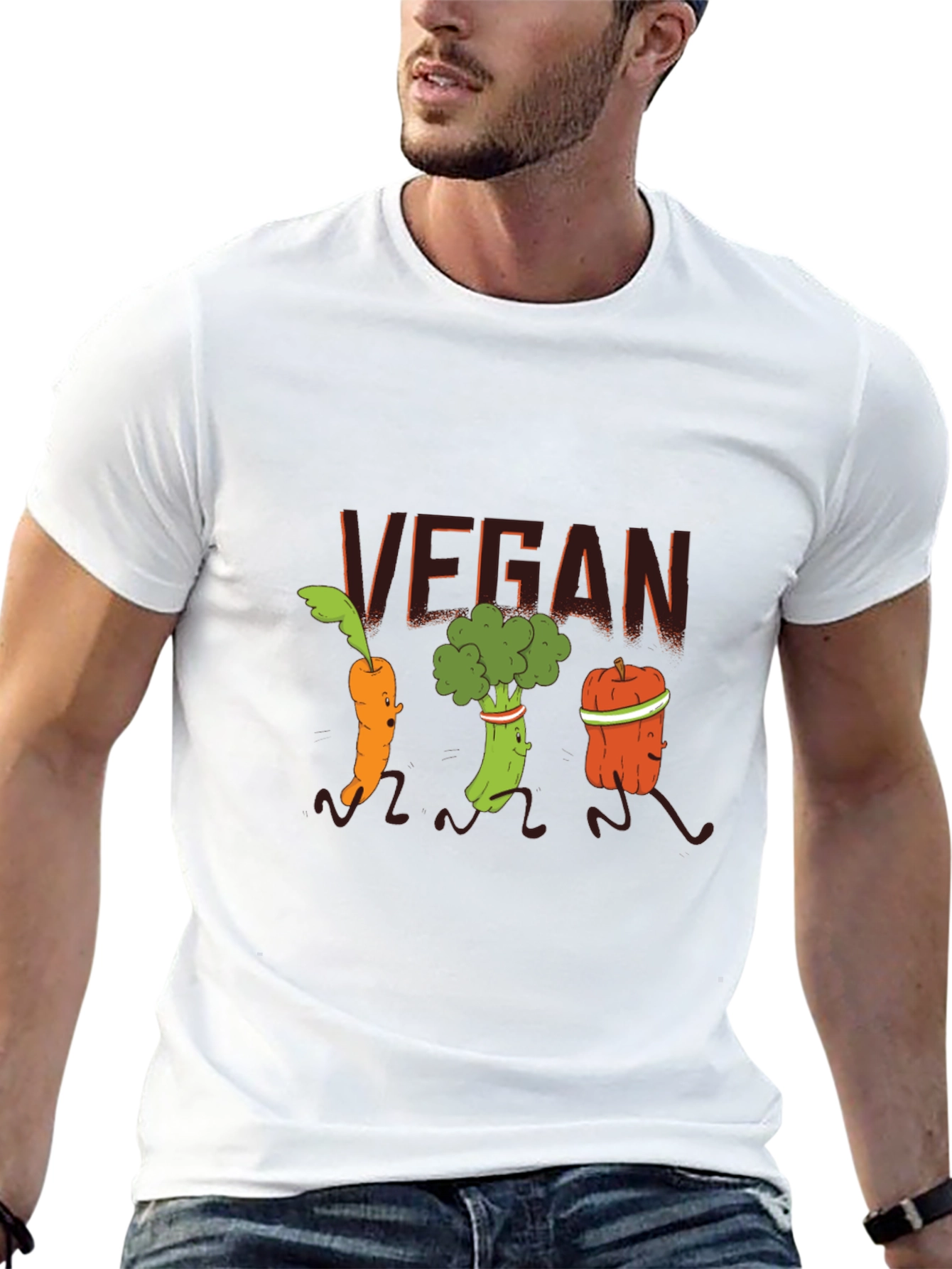Vegan Running Vegetables Black T-Shirt