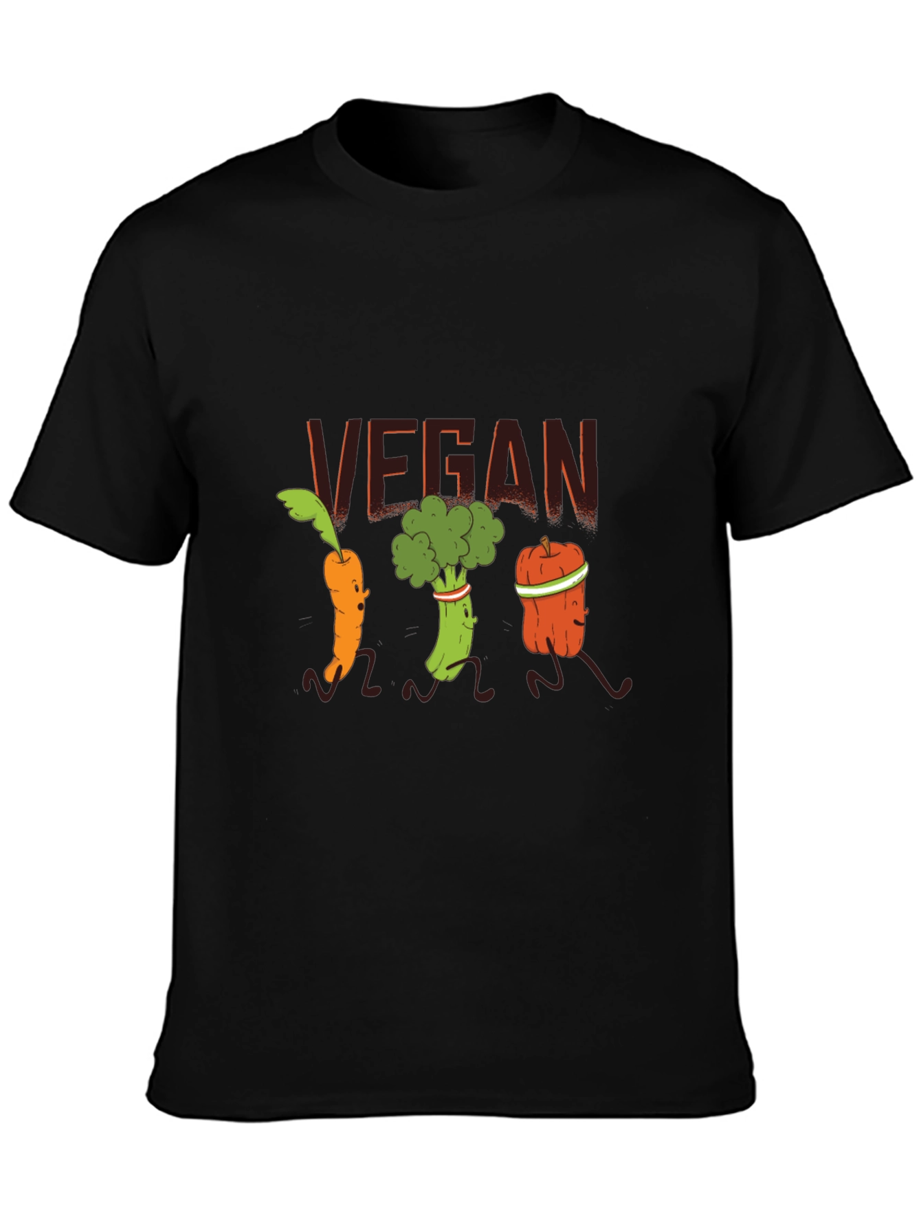 Vegan Running Vegetables Black T-Shirt
