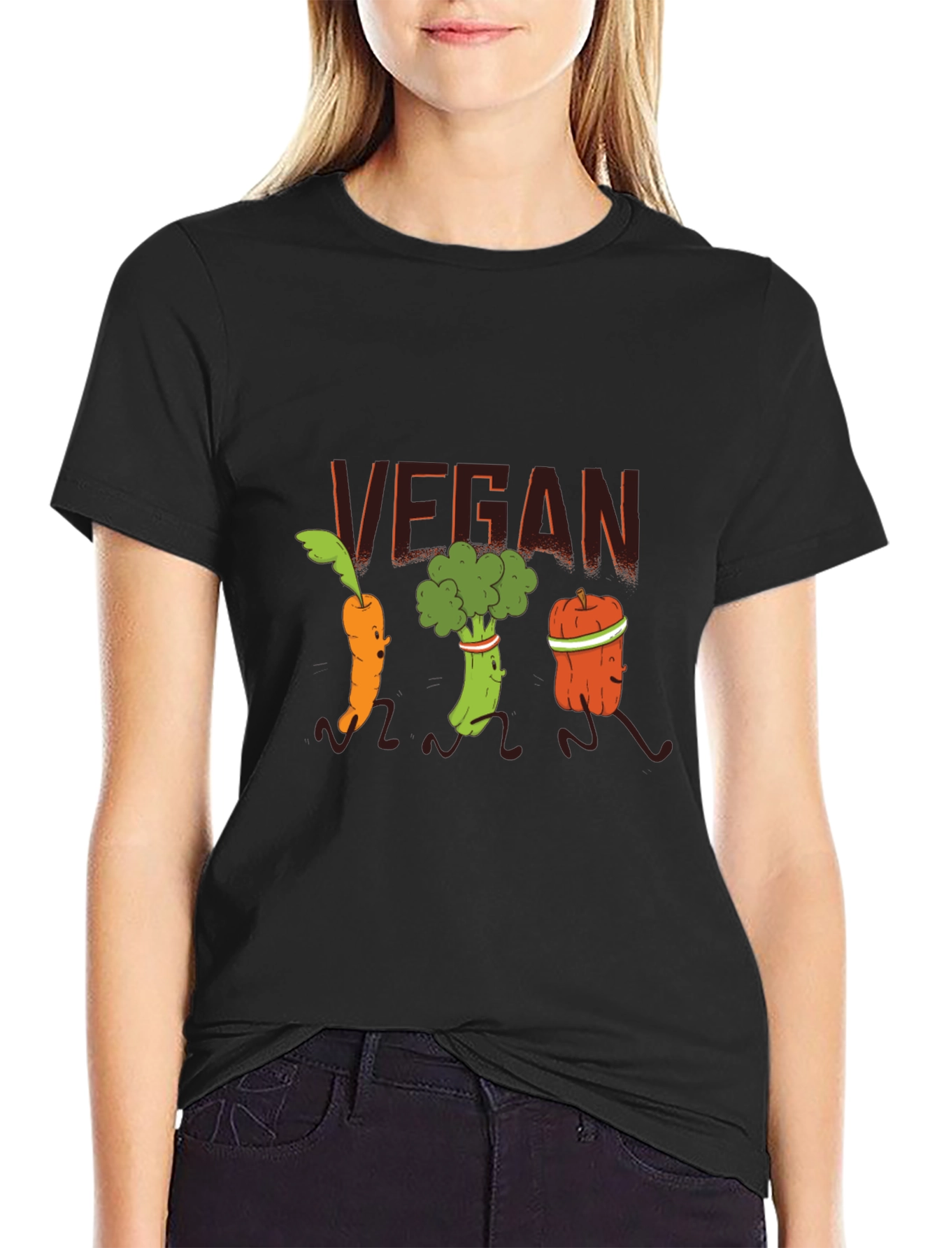 Vegan Running Vegetables Black T-Shirt