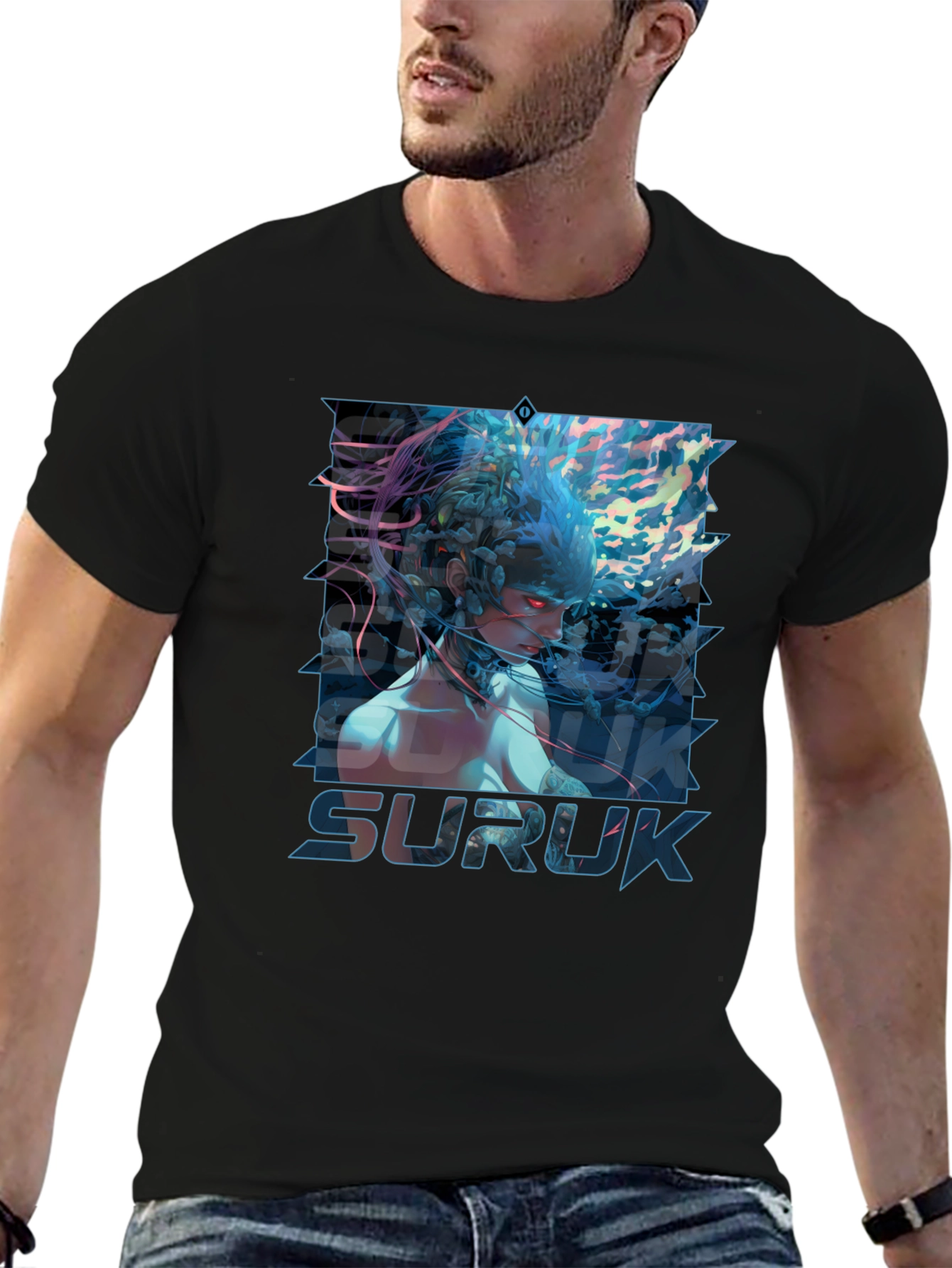 Suruk Graphic Print T-Shirt - Black