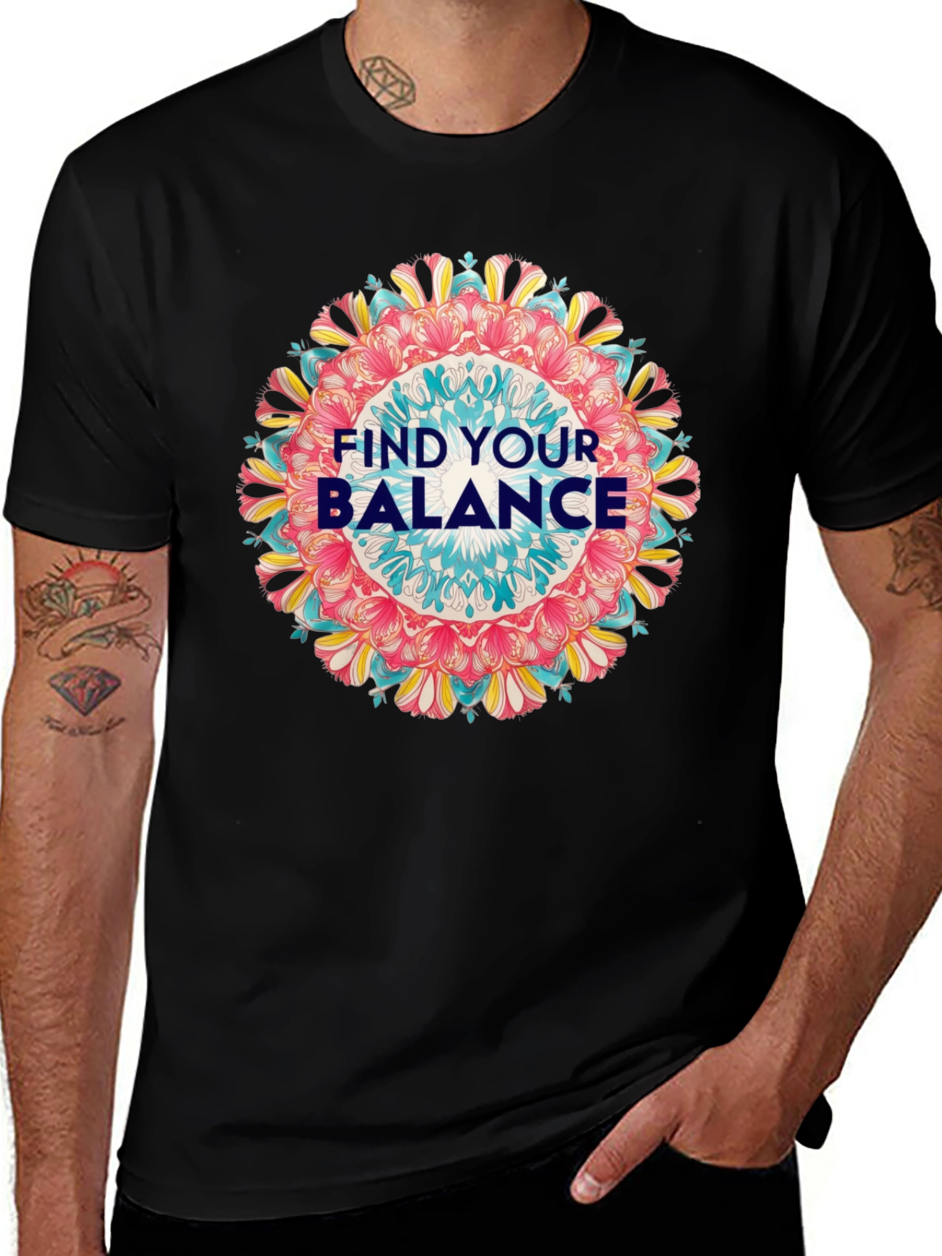 Find Your Balance Graphic Tee - Mandala Design