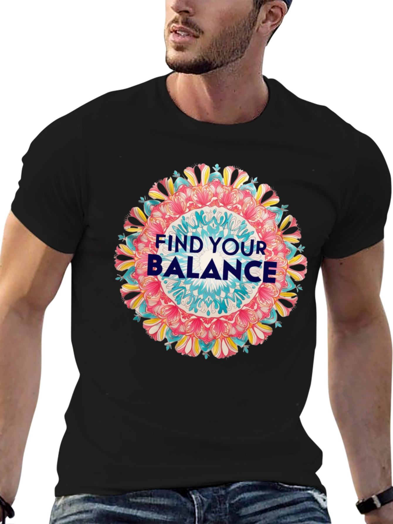 Find Your Balance Graphic Tee - Mandala Design