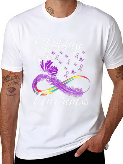 Vitiligo Awareness Butterfly Ribbon Graphic T-Shirt