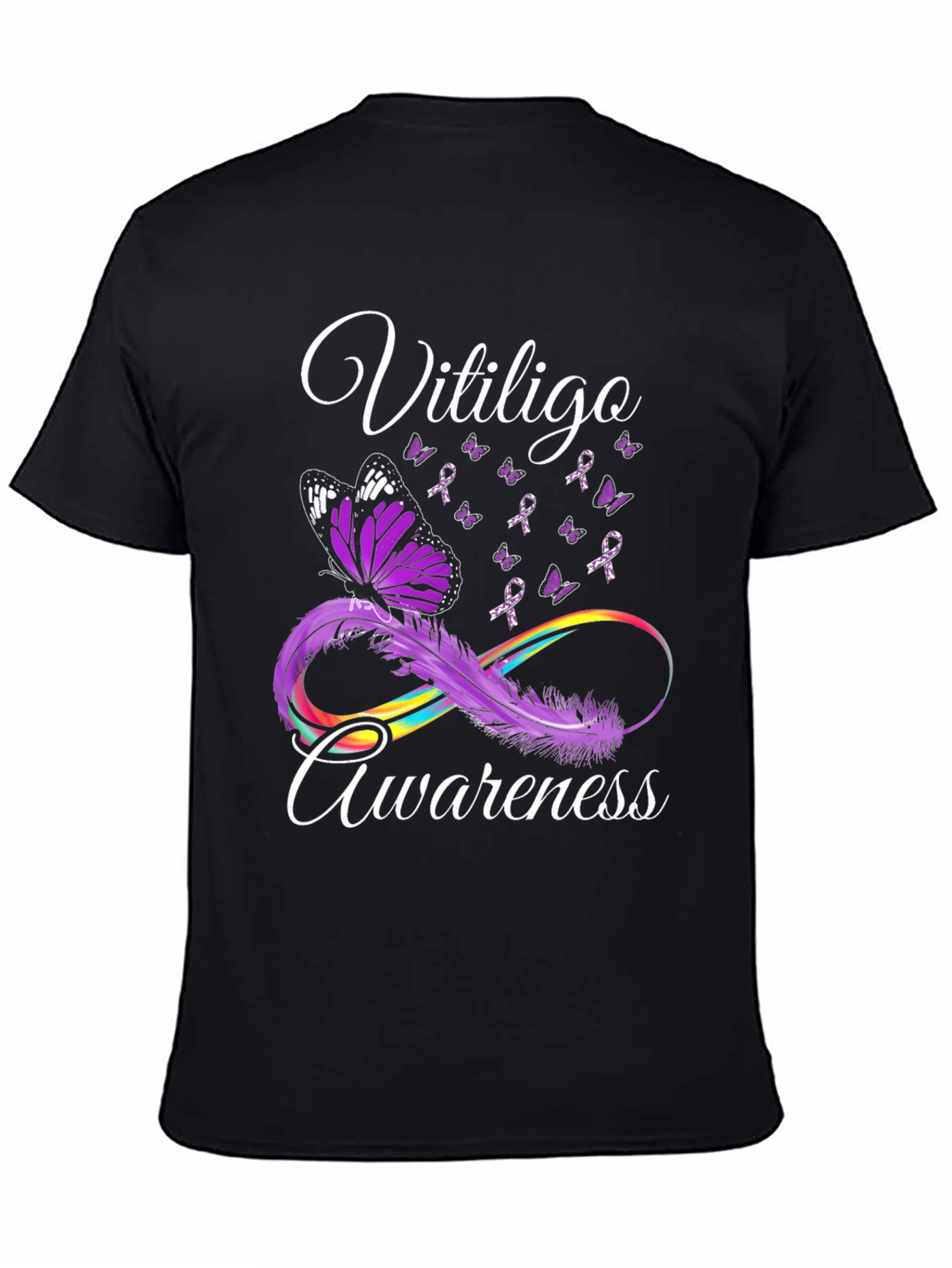 Vitiligo Awareness Butterfly Ribbon Graphic T-Shirt