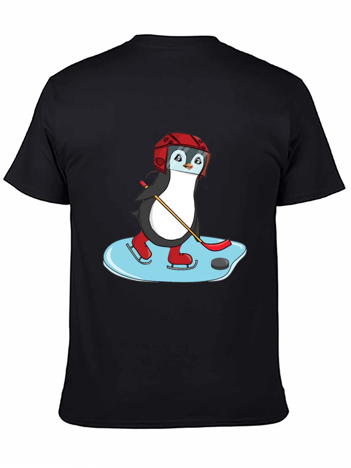 Hockey Penguin Graphic Tee - Cool Sports Shirt