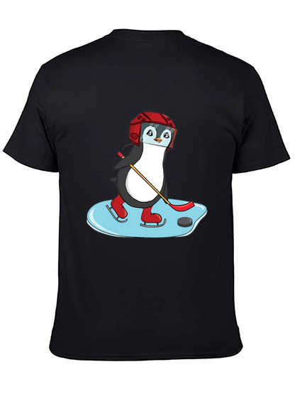 Hockey Penguin Graphic Tee - Cool Sports Shirt