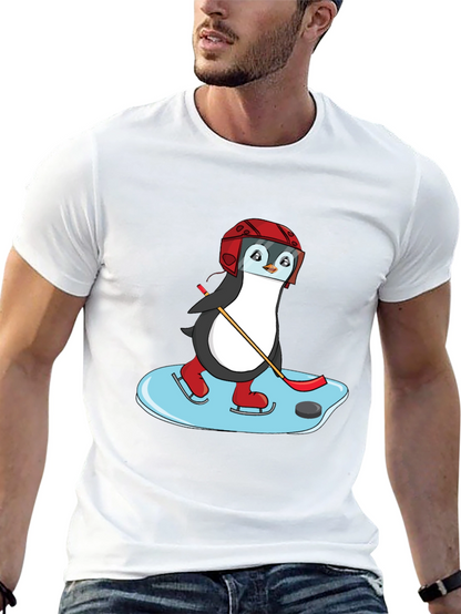 Hockey Penguin Graphic Tee - Cool Sports Shirt