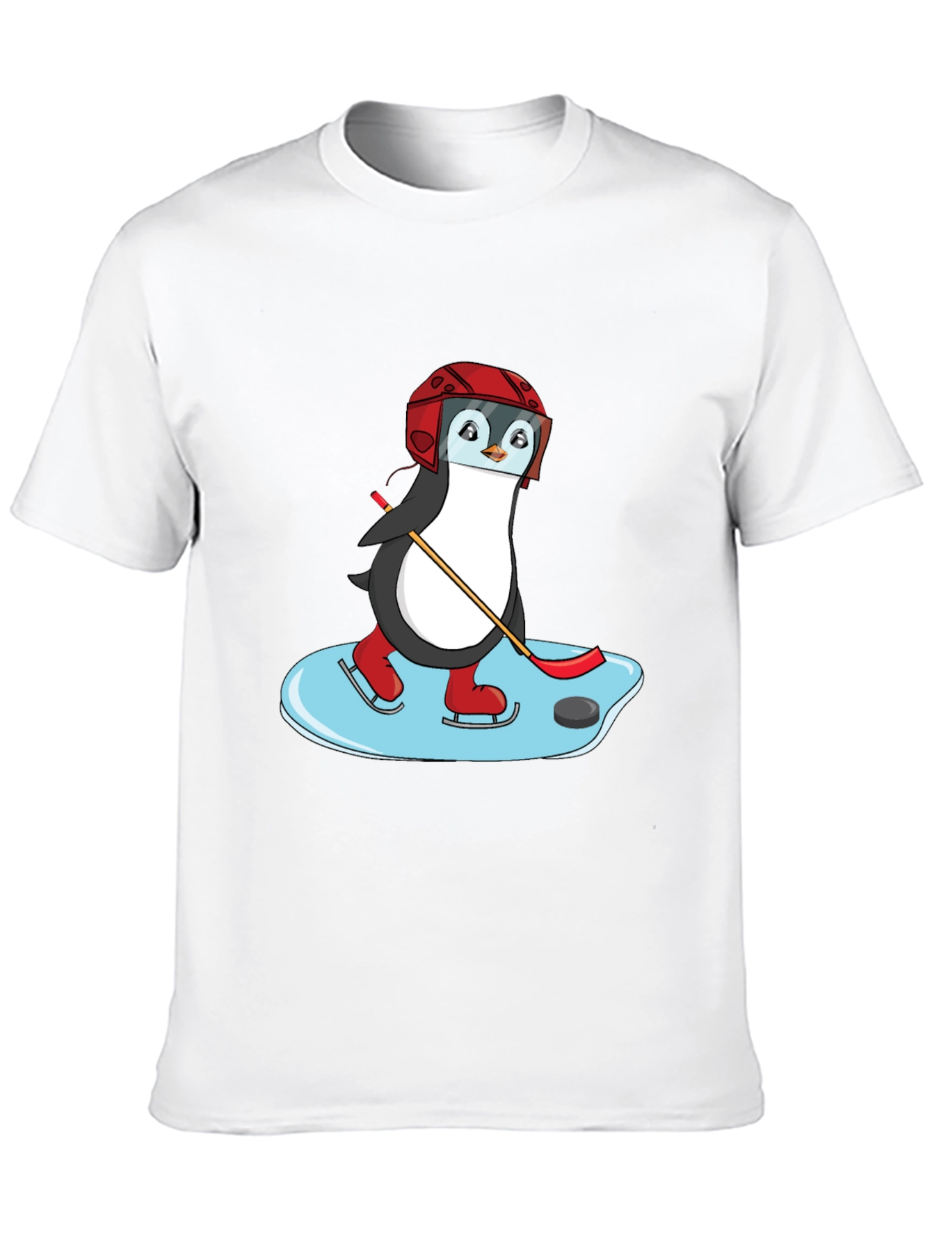Hockey Penguin Graphic Tee - Cool Sports Shirt