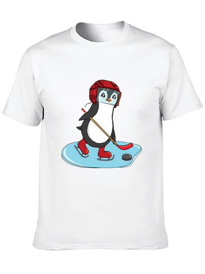 Hockey Penguin Graphic Tee - Cool Sports Shirt