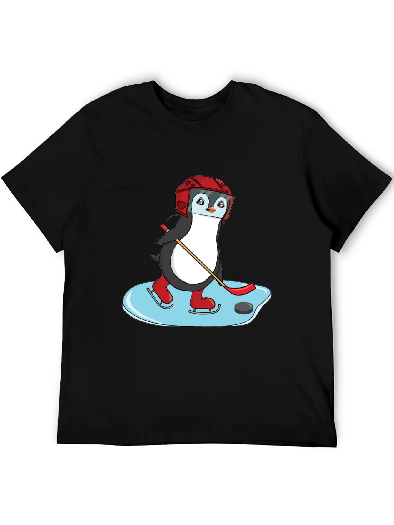 Hockey Penguin Graphic Tee - Cool Sports Shirt