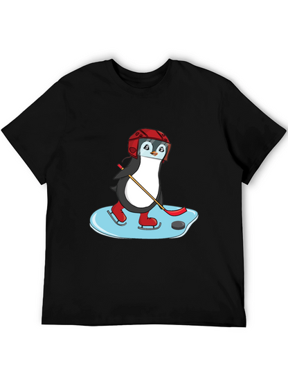 Hockey Penguin Graphic Tee - Cool Sports Shirt