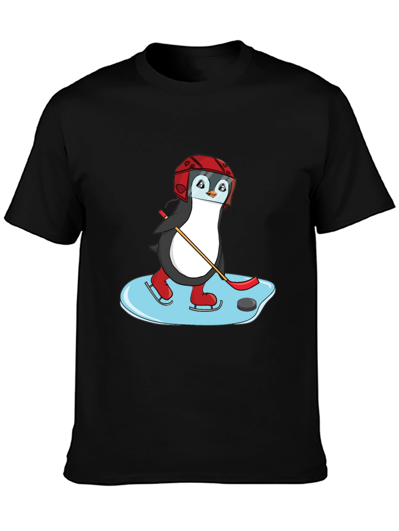 Hockey Penguin Graphic Tee - Cool Sports Shirt