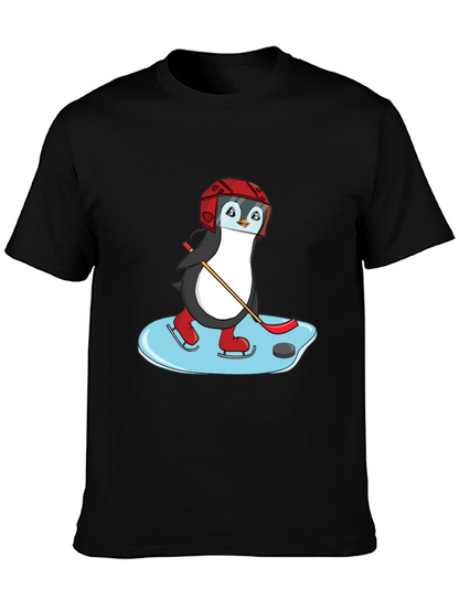 Hockey Penguin Graphic Tee - Cool Sports Shirt