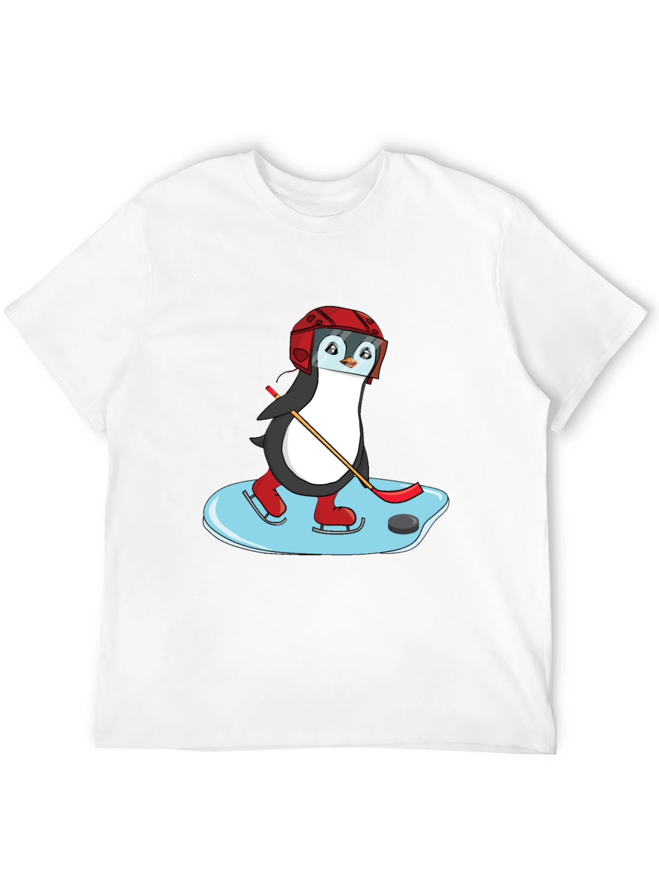 Hockey Penguin Graphic Tee - Cool Sports Shirt