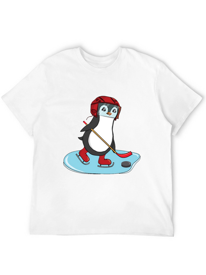 Hockey Penguin Graphic Tee - Cool Sports Shirt