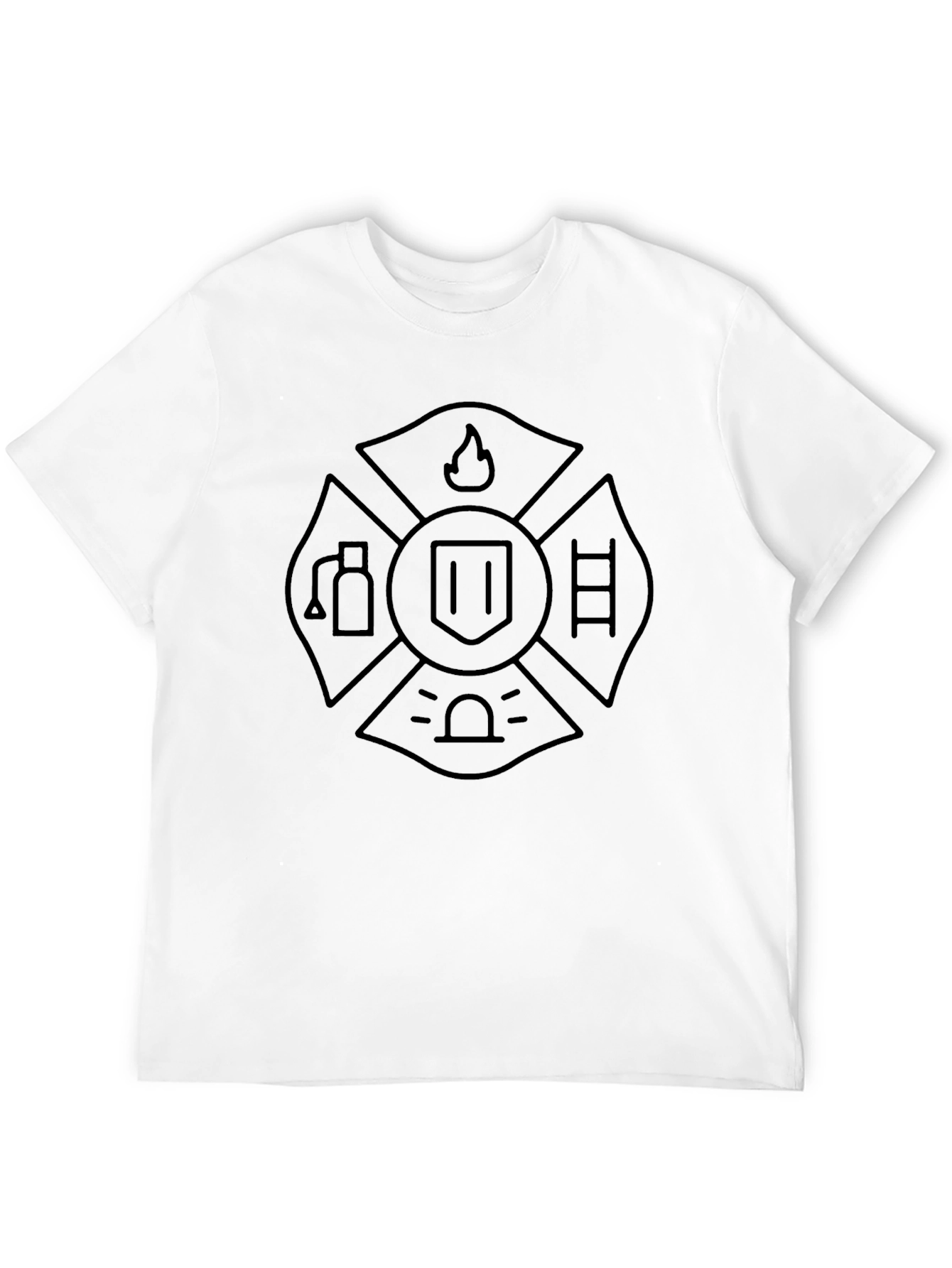 Firefighter Maltese Cross Graphic Tee - Black Cotton T-Shirt