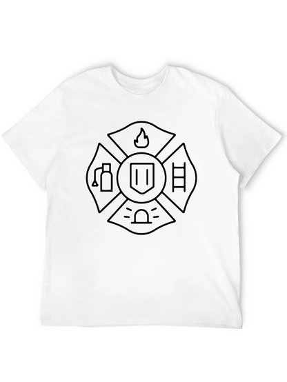 Firefighter Maltese Cross Graphic Tee - Black Cotton T-Shirt