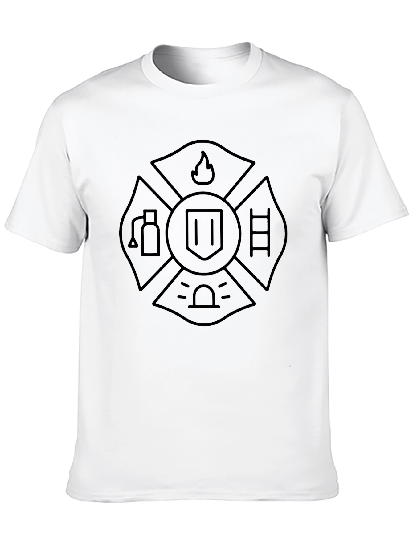 Firefighter Maltese Cross Graphic Tee - Black Cotton T-Shirt