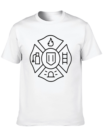 Firefighter Maltese Cross Graphic Tee - Black Cotton T-Shirt