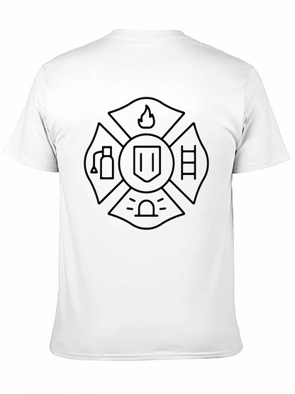 Firefighter Maltese Cross Graphic Tee - Black Cotton T-Shirt