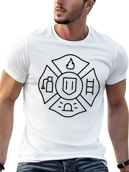 Firefighter Maltese Cross Graphic Tee - Black Cotton T-Shirt