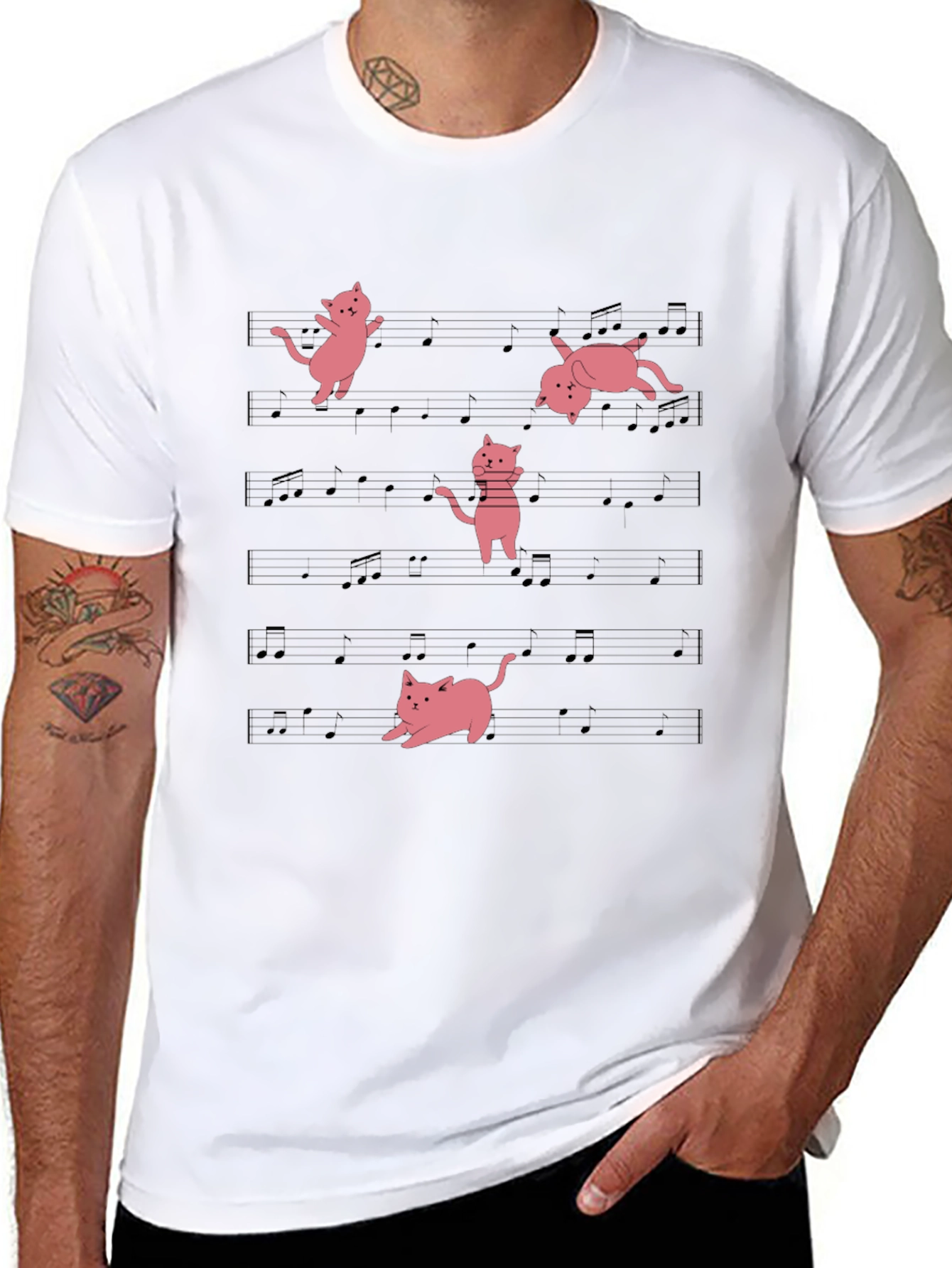 Musical Cat T-Shirt - Black