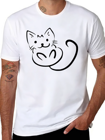 Cute Cat Graphic Black T-Shirt