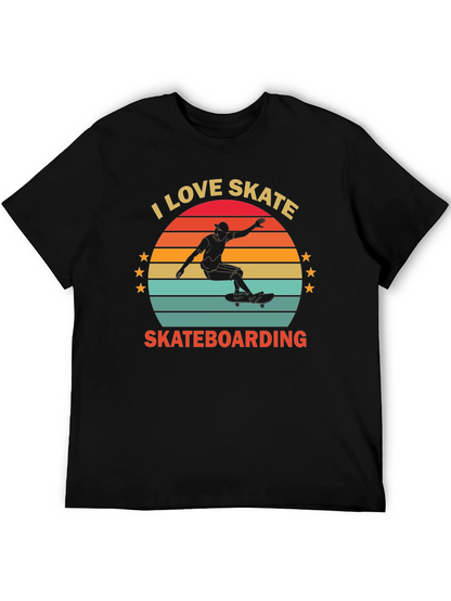 I Love Skateboarding T-Shirt Retro Sunset Design