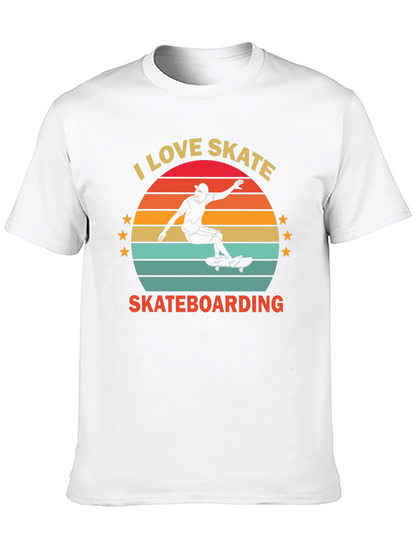 I Love Skateboarding T-Shirt Retro Sunset Design