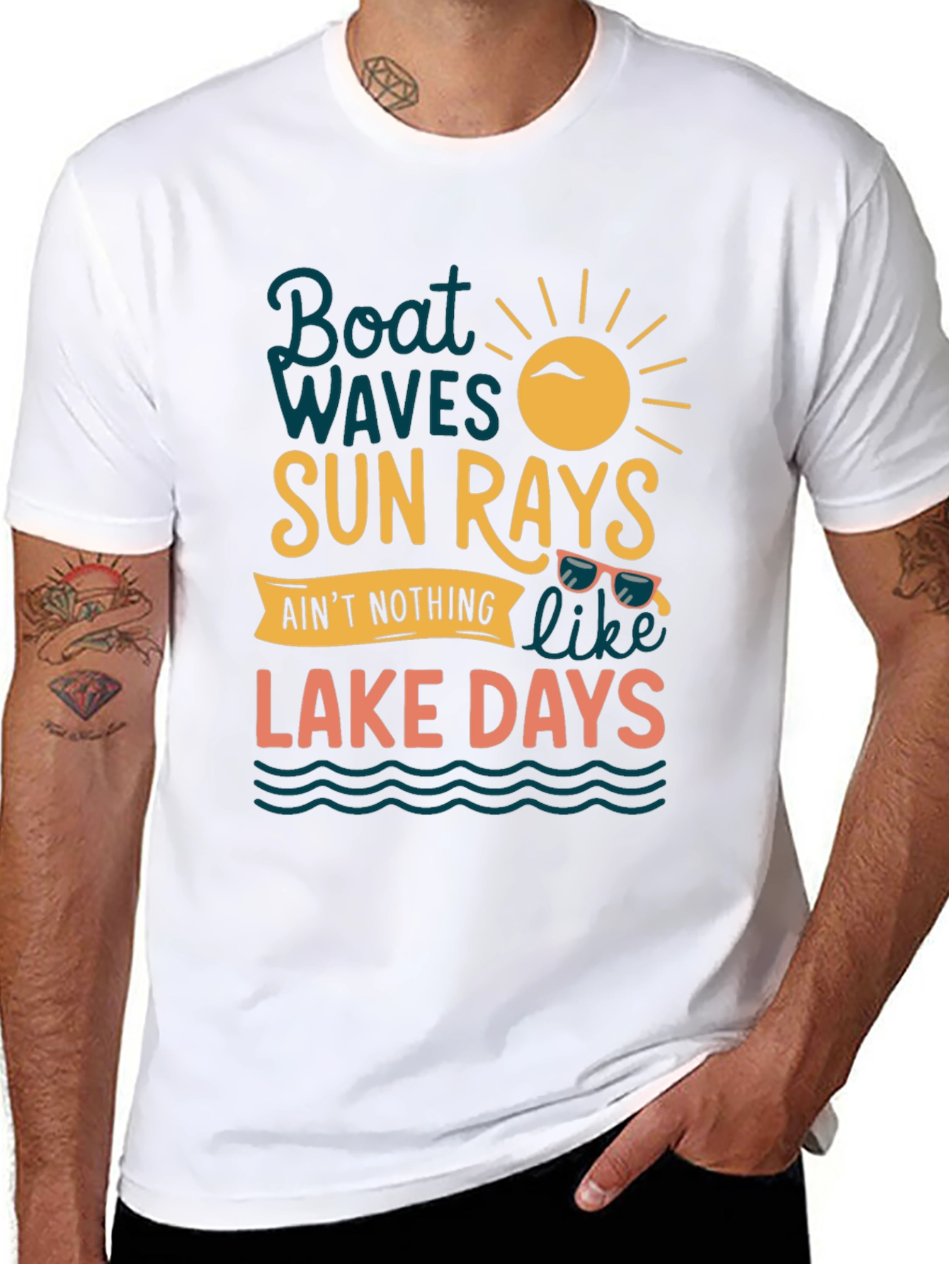 Boat Waves Sun Rays Lake Days Graphic Tee