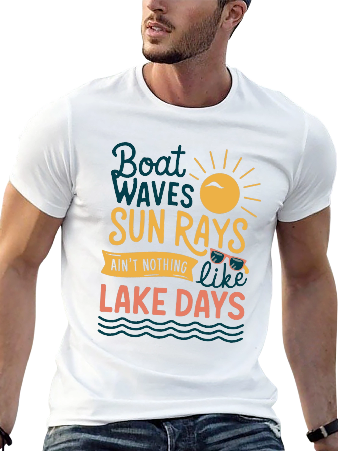 Boat Waves Sun Rays Lake Days Graphic Tee