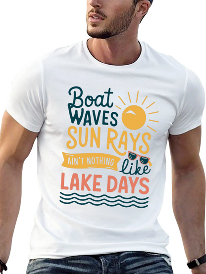 Boat Waves Sun Rays Lake Days Graphic Tee