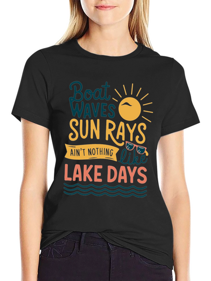 Boat Waves Sun Rays Lake Days Graphic Tee