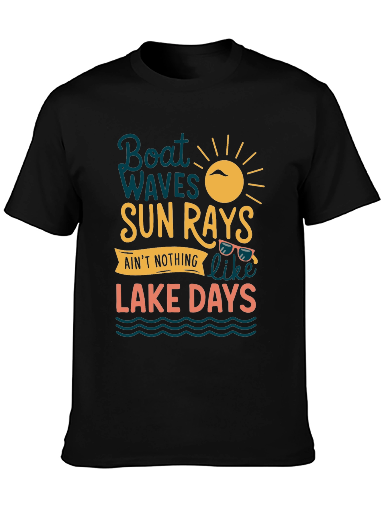 Boat Waves Sun Rays Lake Days Graphic Tee