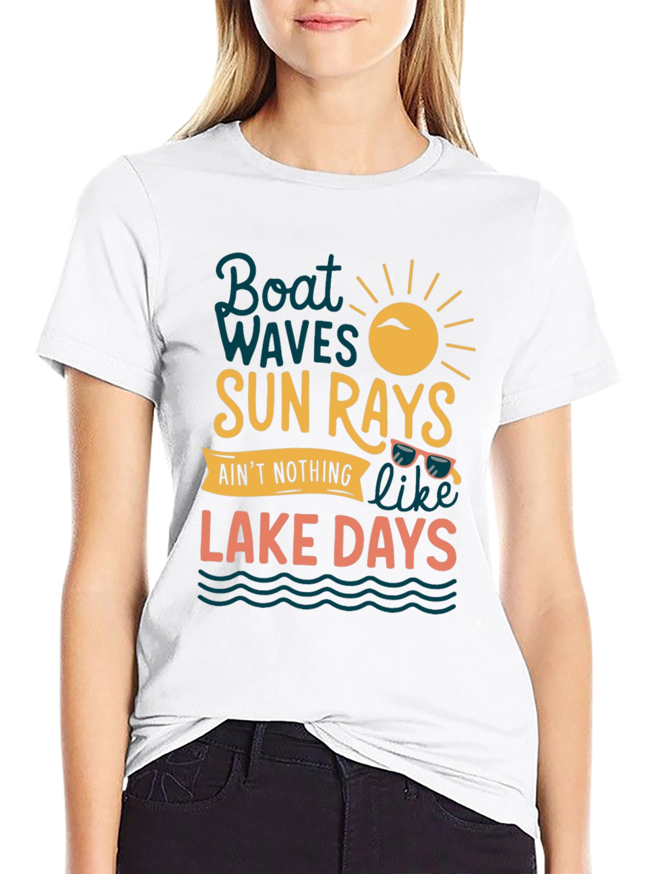 Boat Waves Sun Rays Lake Days Graphic Tee