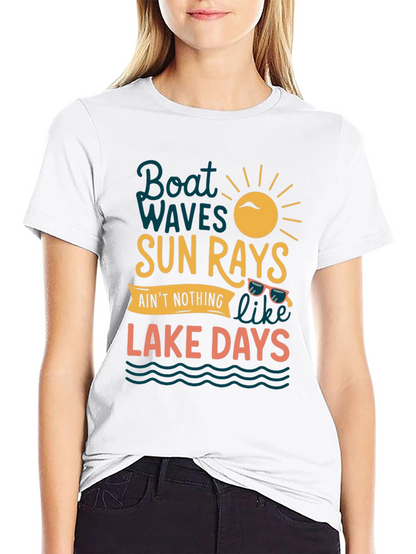 Boat Waves Sun Rays Lake Days Graphic Tee