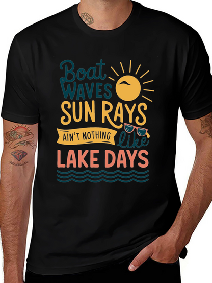 Boat Waves Sun Rays Lake Days Graphic Tee