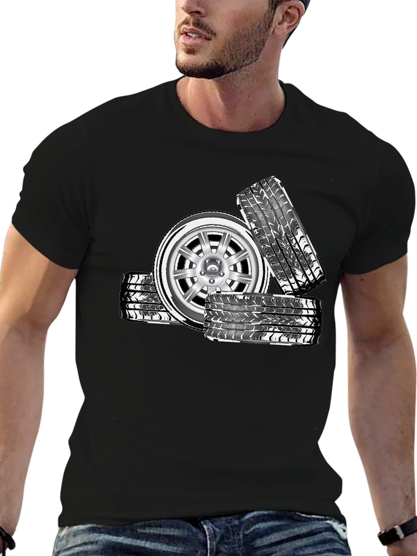 Cool Car Wheel Graphic T-Shirt