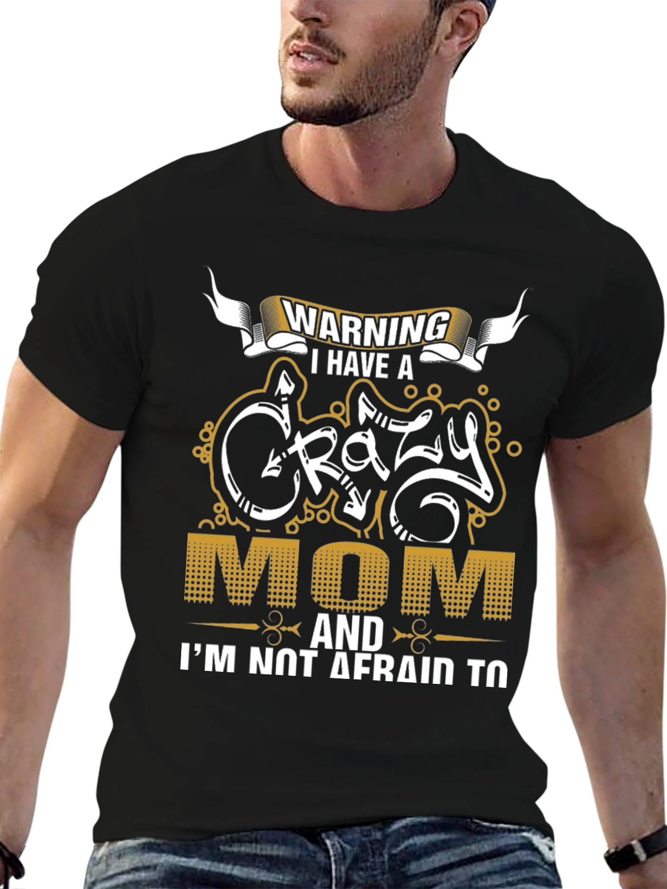 Warning Crazy Mom Graphic Tee - Mens Black T-Shirt