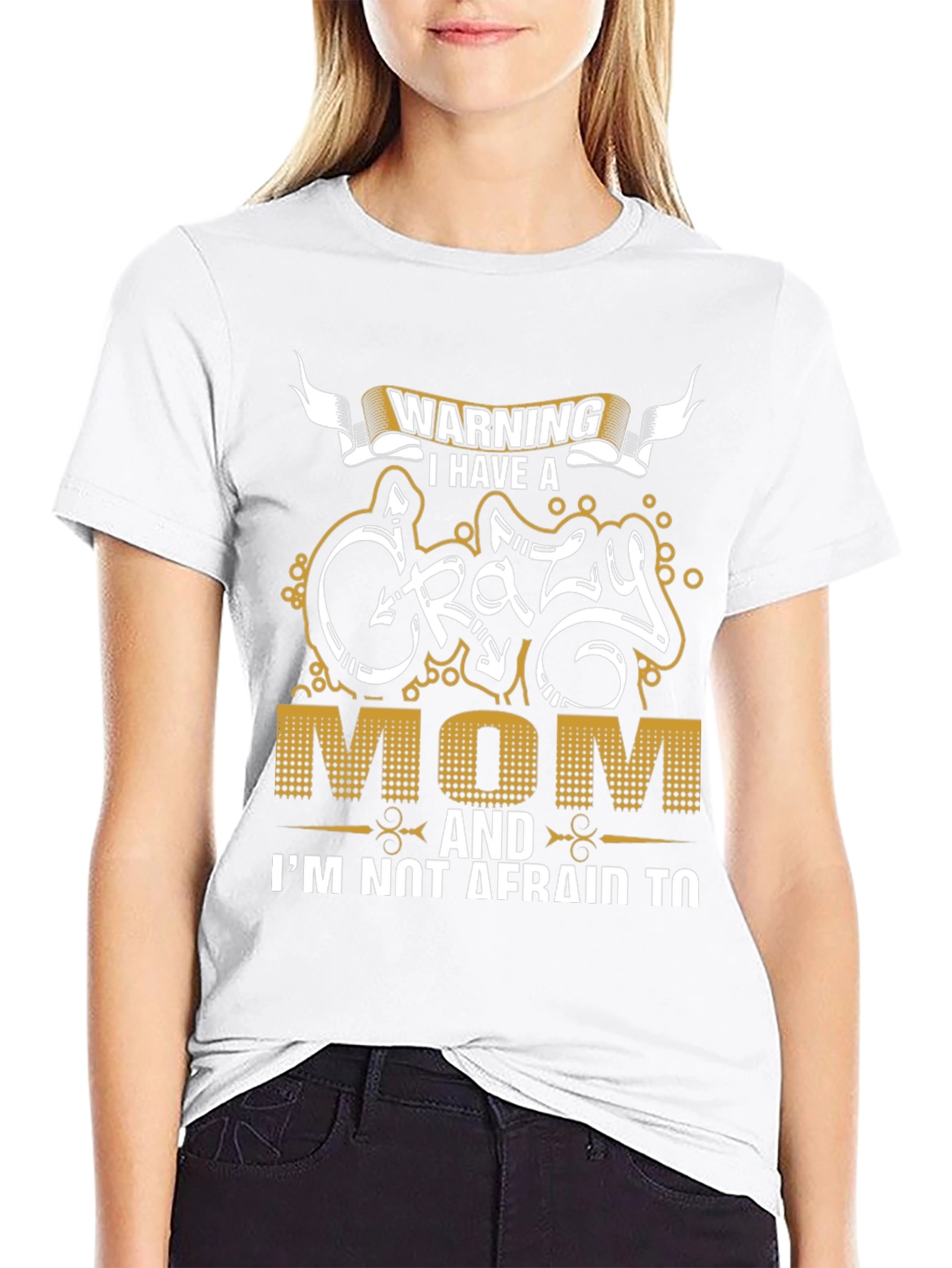 Warning Crazy Mom Graphic Tee - Mens Black T-Shirt