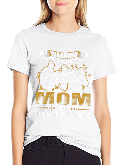 Warning Crazy Mom Graphic Tee - Mens Black T-Shirt