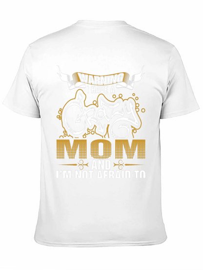 Warning Crazy Mom Graphic Tee - Mens Black T-Shirt