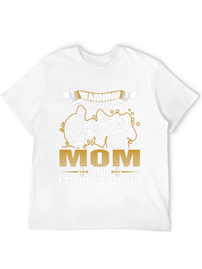 Warning Crazy Mom Graphic Tee - Mens Black T-Shirt