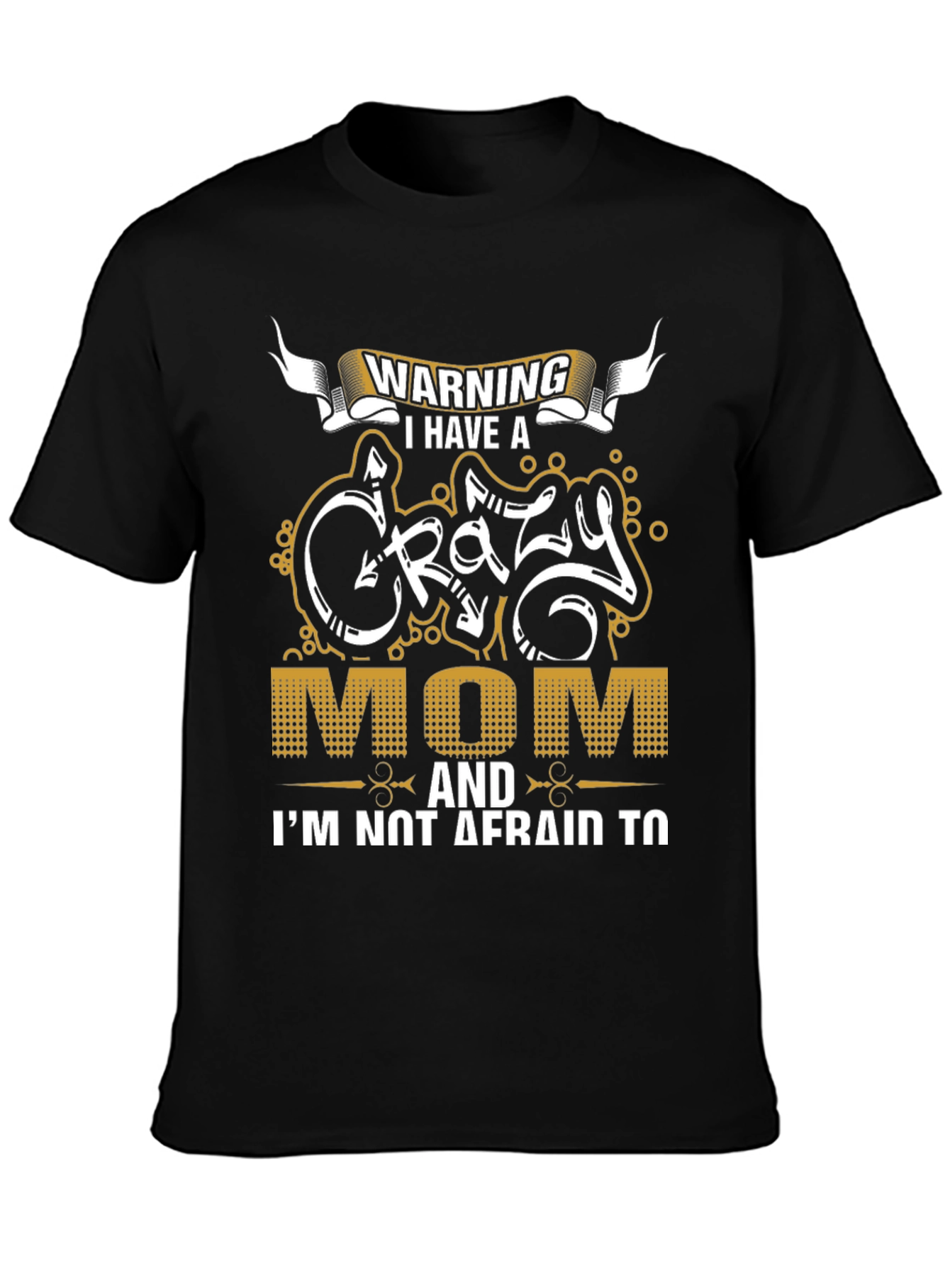 Warning Crazy Mom Graphic Tee - Mens Black T-Shirt