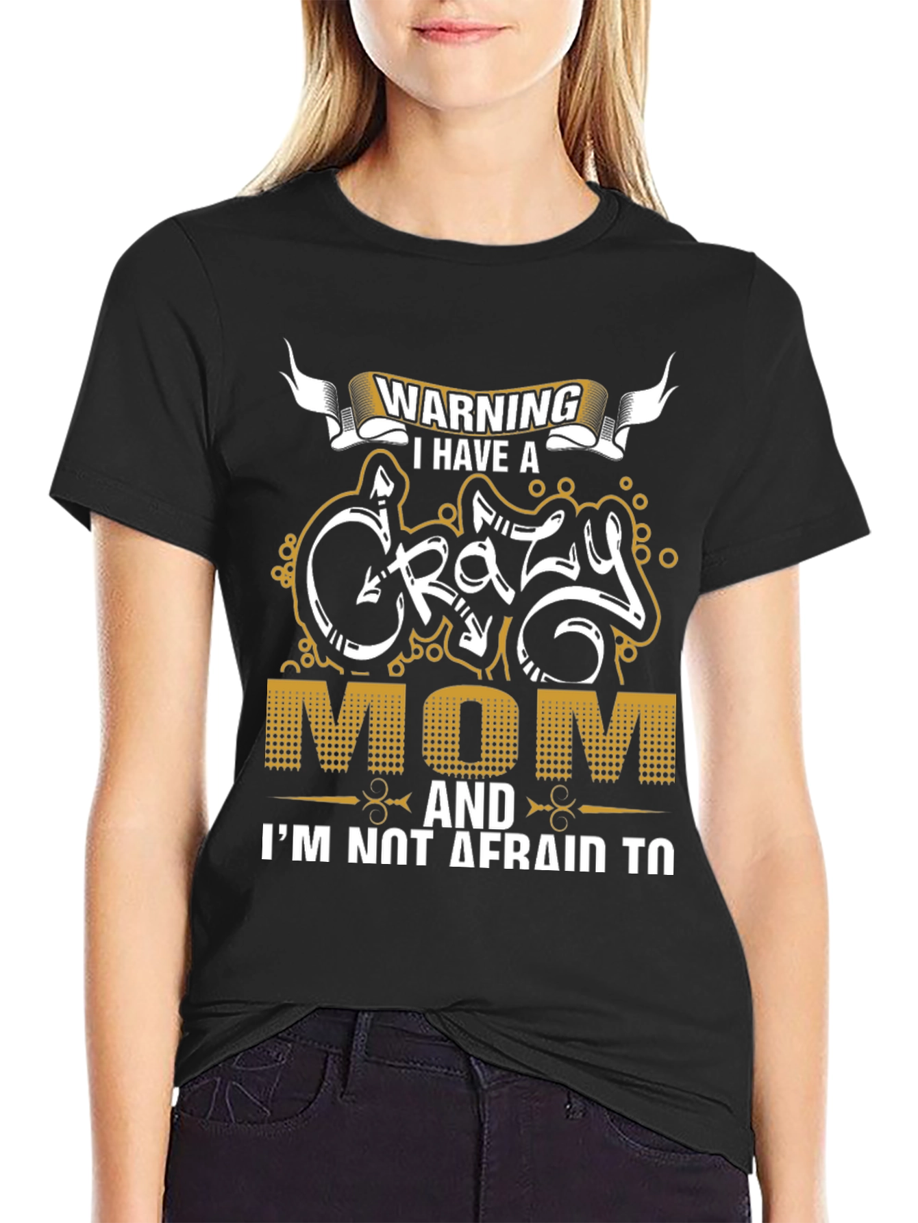 Warning Crazy Mom Graphic Tee - Mens Black T-Shirt