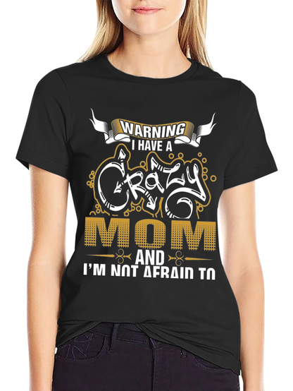 Warning Crazy Mom Graphic Tee - Mens Black T-Shirt