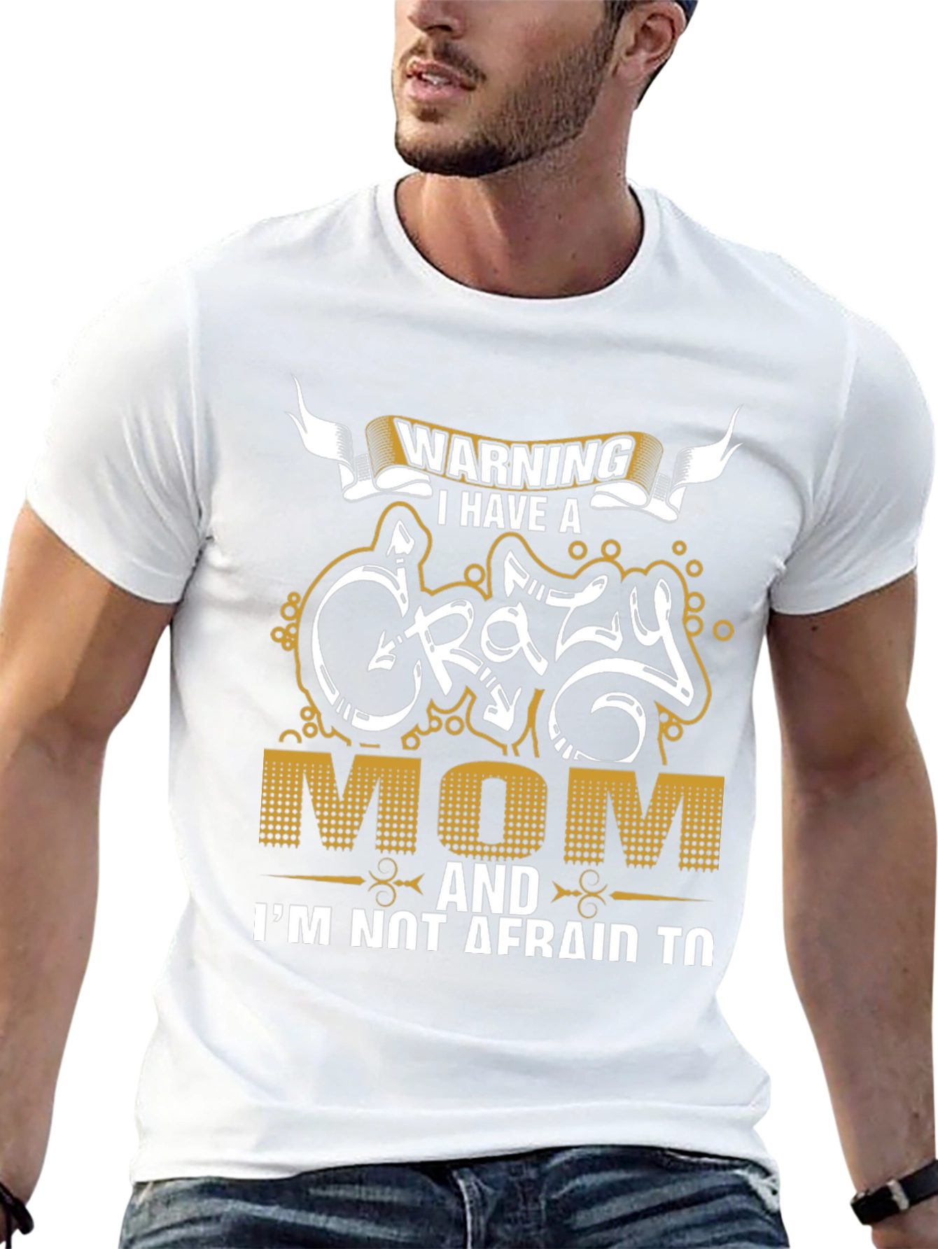 Warning Crazy Mom Graphic Tee - Mens Black T-Shirt